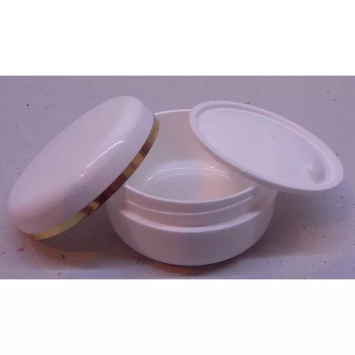 Kozmetikai tégely PP fehér arany dísszel 30ml