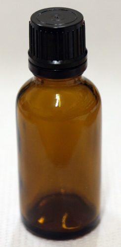 Patikai barna üveg 30ml-es cseppentős kupakkal (FEKETE) (1tálca 143db)