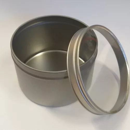 Fém tégely átlátszó tetővel 250ml (ezüst)